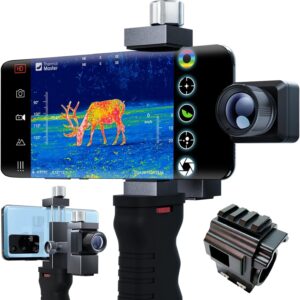 T2 Pro Android Thermal Monocular, 1579 Yards Night Infrared Camera with 13mm Lens, Tactical Handle, Scope Mount, Work for Outdoor Wildlife Observation, Light Black