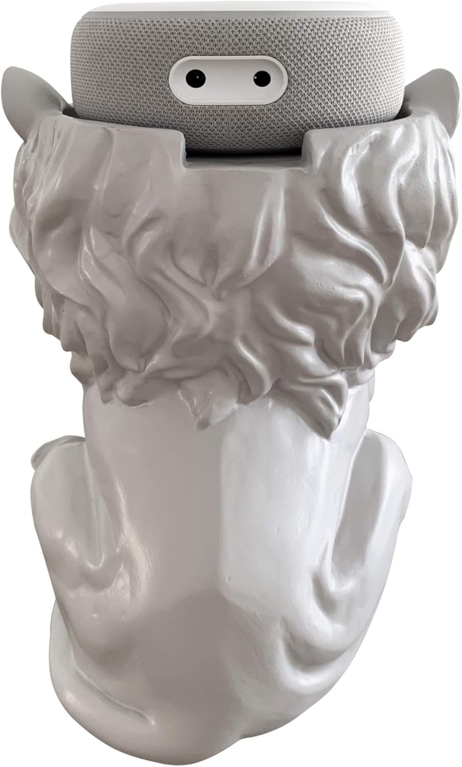 Smart Speaker Table Stand (Lion) - Decorative Holder for Amazon Echo Dot or Google Home Mini - Portable Design, No Sound or Microphone Interference - Durable Poly-Resin - Image 4