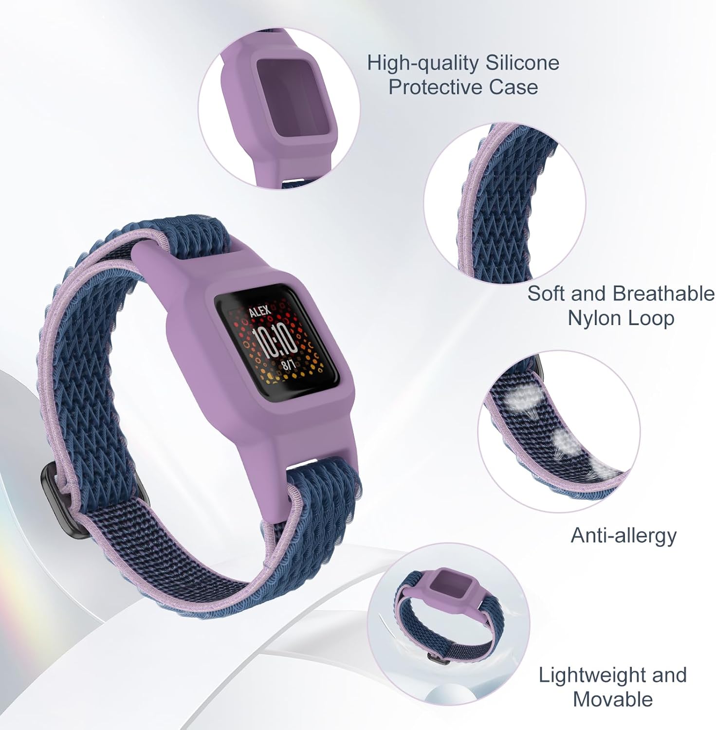 Vanet 3 Pack Compatible with Garmin Vivofit Jr 3 Bands for Kids, Soft Nylon Straps Silicone Sport Breathable Bands Adjustable Replacement Wristbands - Image 2