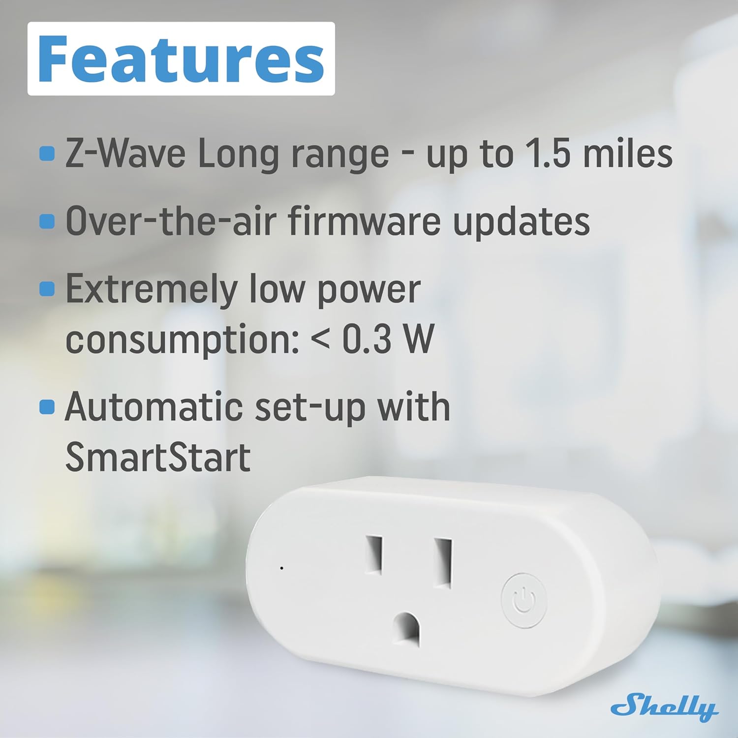 Shelly Wave Plug US LR | Z-Wave Long Range Smart Plug with Power Monitoring 15 A | Home Automation | iOS Android App | Low Power Consumption | Smart Schedules & Scenes | Bulletproof Security - Image 2