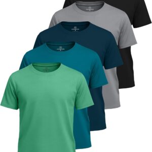 Real Essentials 5 Pack: Boys’ Mesh Short Sleeve Athletic T-Shirt – Youth Kids Teens Active Basketball Tops (4-18 Years)