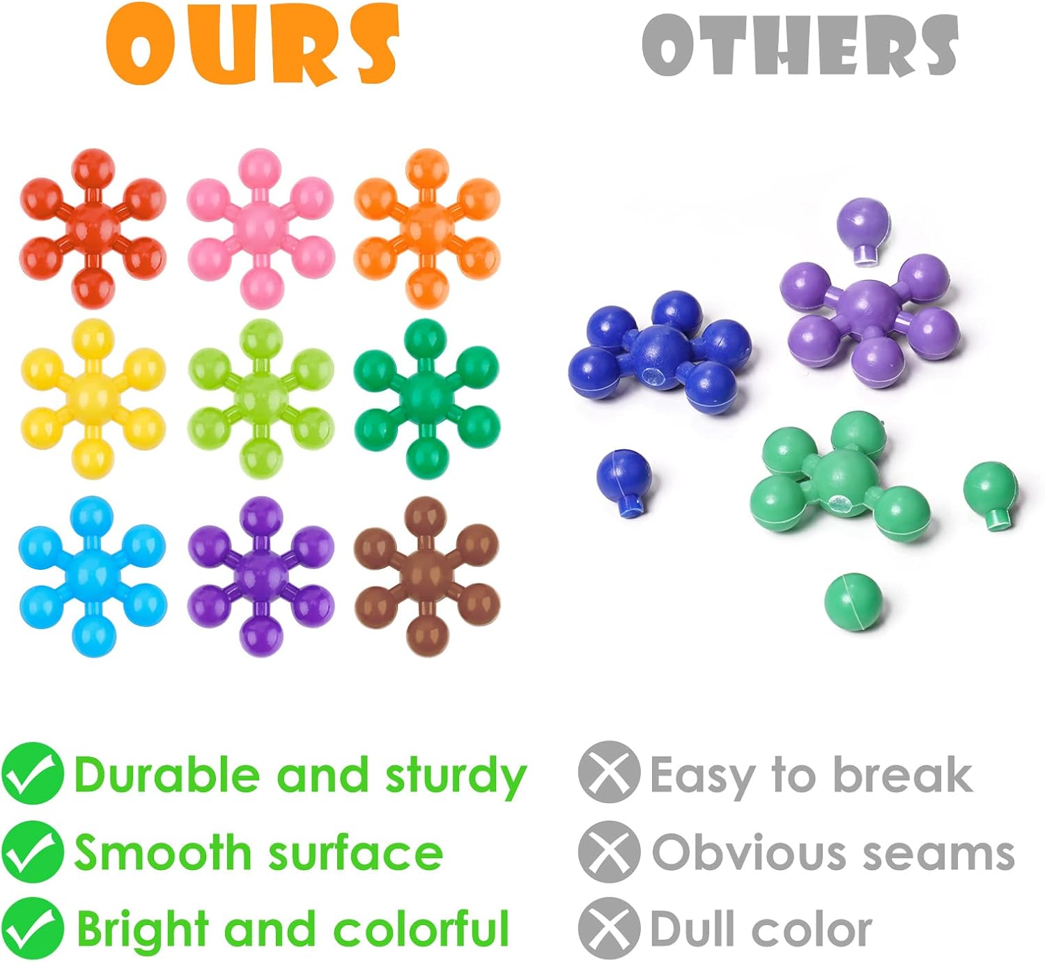 Snowflake Interlocking Building Block Educational Toy 300PCS for Kids Ages 3+, Multi-Color Solid Plastic Early Learning Creativity STEM Toy with Carrying Case Safe Material - Image 6