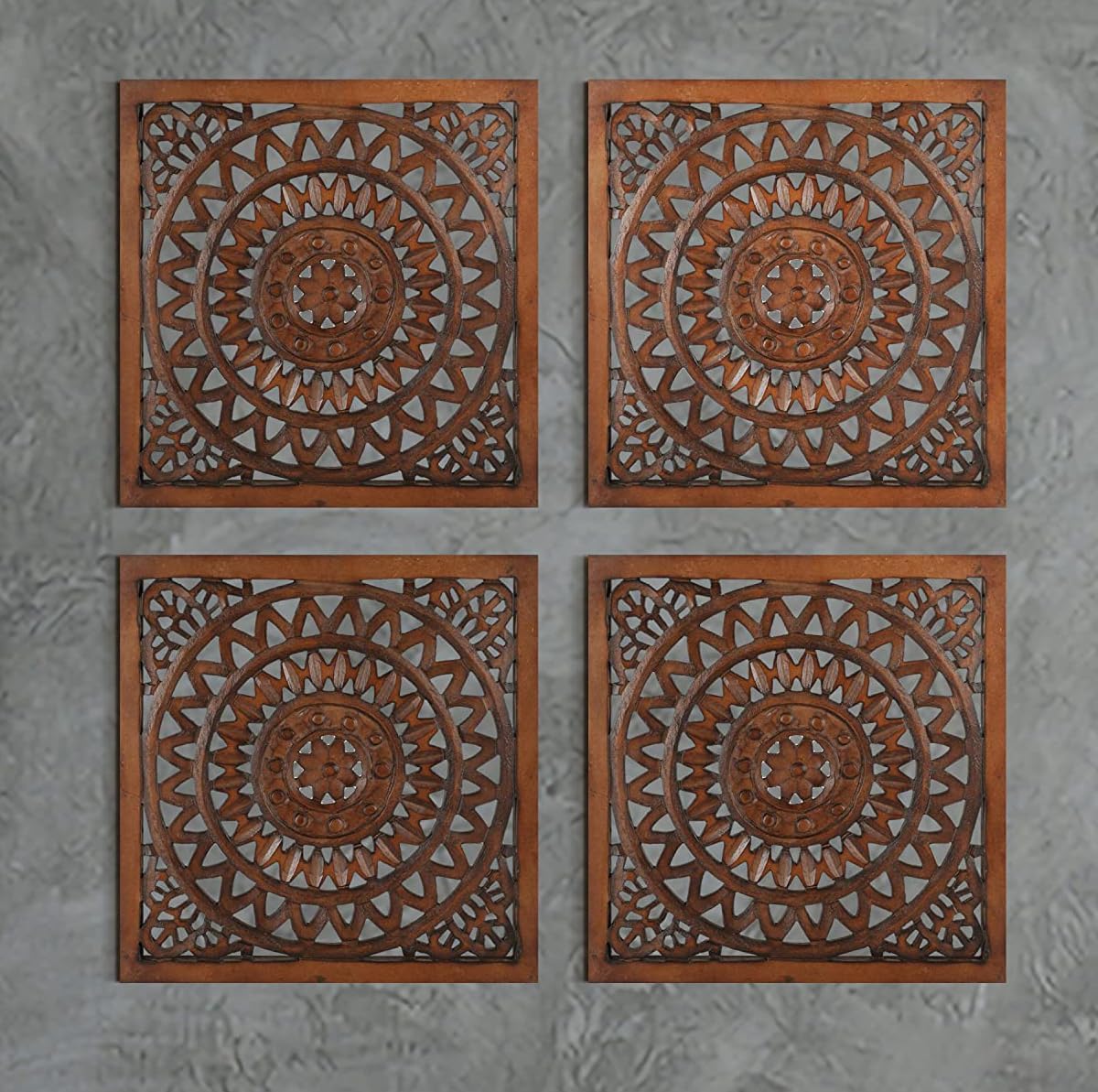 Wooden Designer Wall Hanging Plaques/Wall Plaque Wall Décor Plaques Set of 4-16x16 Inch - Burnt, Elegant Sculpture Wall Décor Panel to Enhance the Décor of Your Room or Office - Image 5