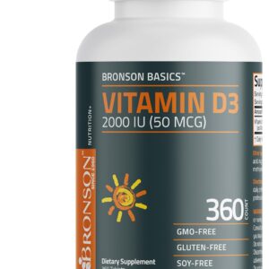 Bronson Vitamin D3 2000 IU (50mcg) Non-GMO, 360 Tablets