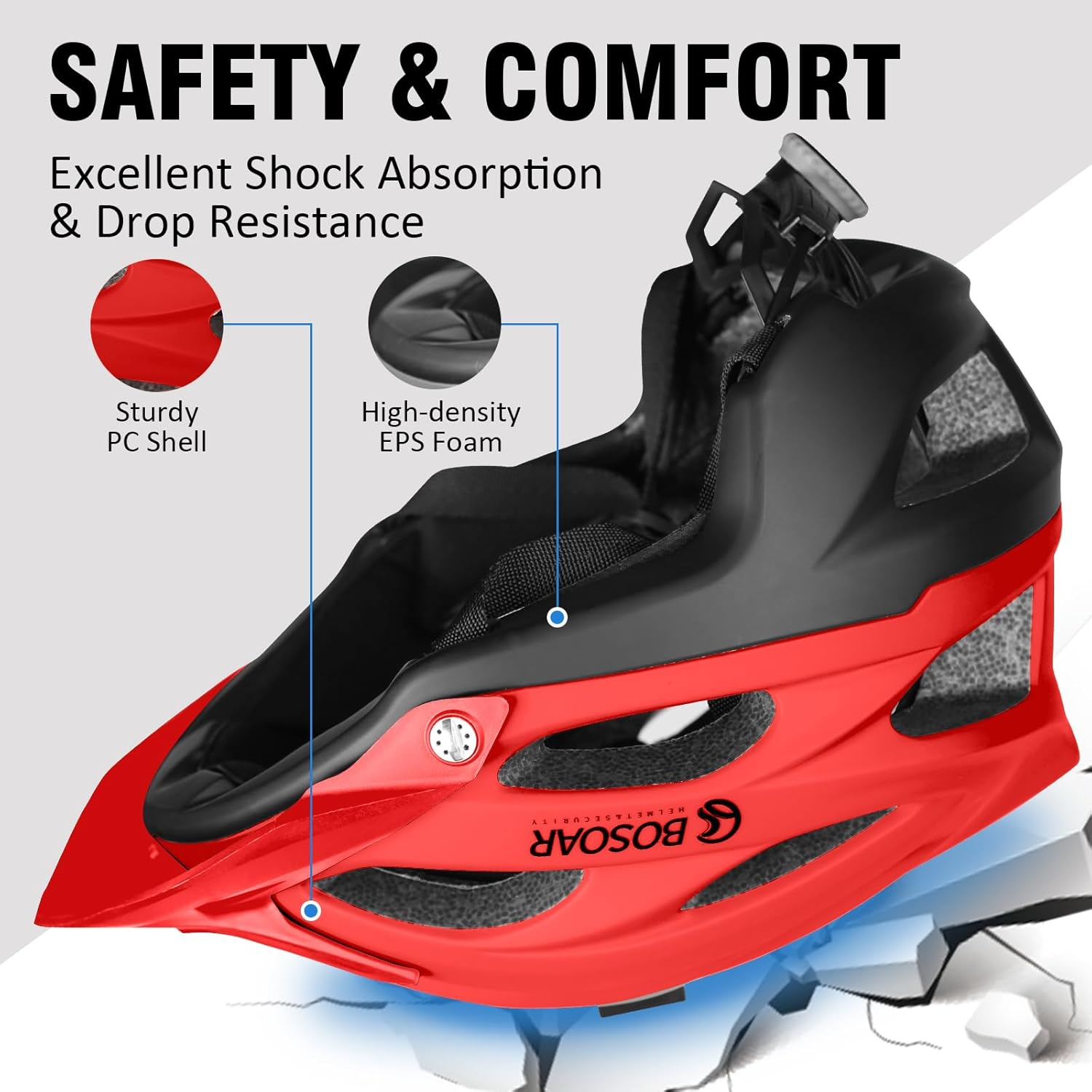 Mountain Bike Helmet,Adult Cycling Helmet with Camera Mount and Detachable Visor for Men Women Youth,Suggested Fit 55-61 Cm - Image 3