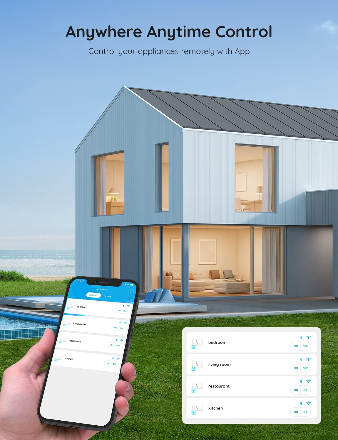 Govee Smart Plug 15A, WiFi Bluetooth Outlets 4 Pack Work with Alexa and Google Assistant, WiFi Plugs with Multiple Timers, Govee Home APP Group Control Remotely, No Hub Required, ETL&FCC Certified - Image 7