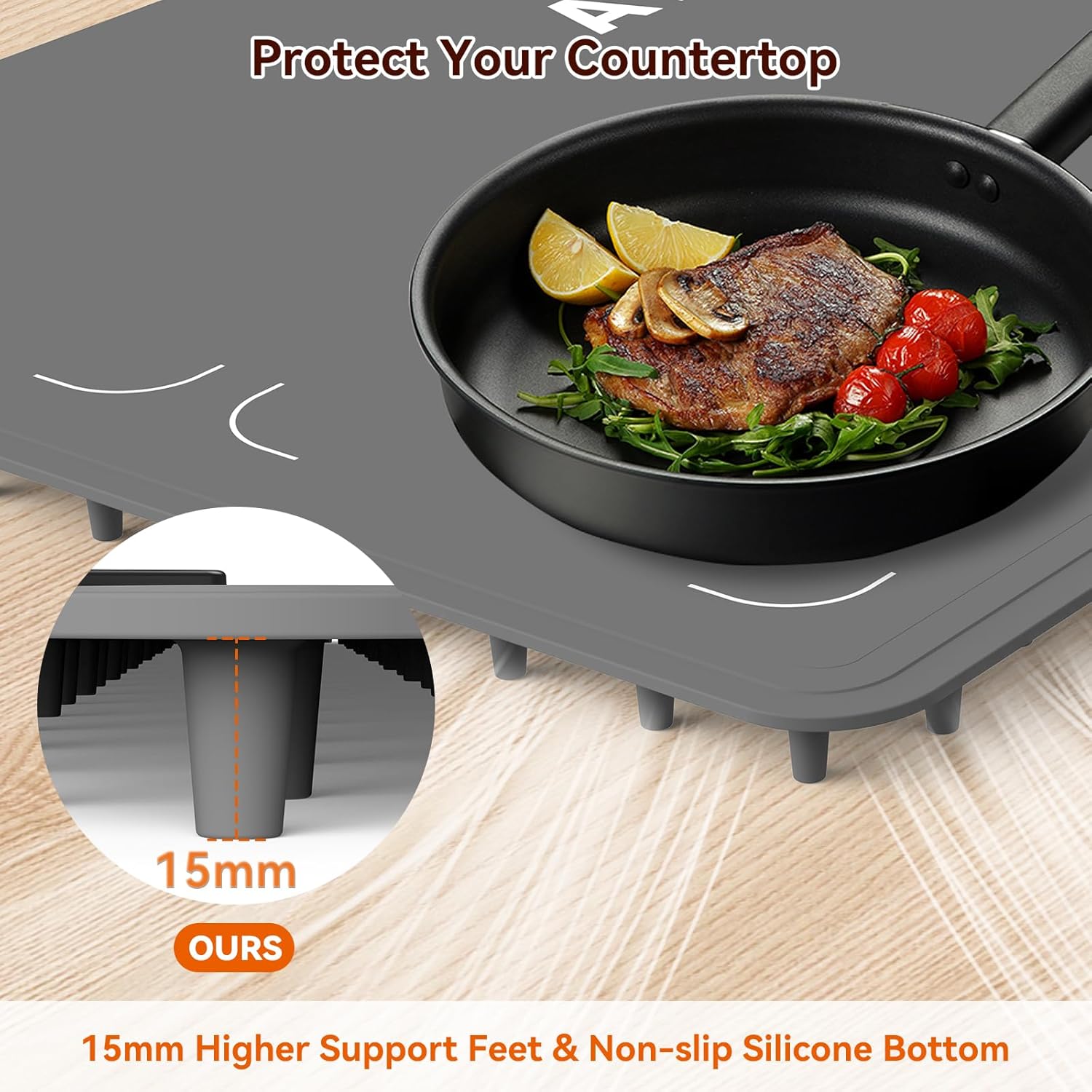 Graphene Food Warming Mat with Dual Zone Control, XXL 36"x17" Electric Heating Tray, 6 Temp & Timer Settings, Fast Even Heat for Buffets, Parties, Family Dinners, Gift for Mom & Wife (Gray) - Image 6