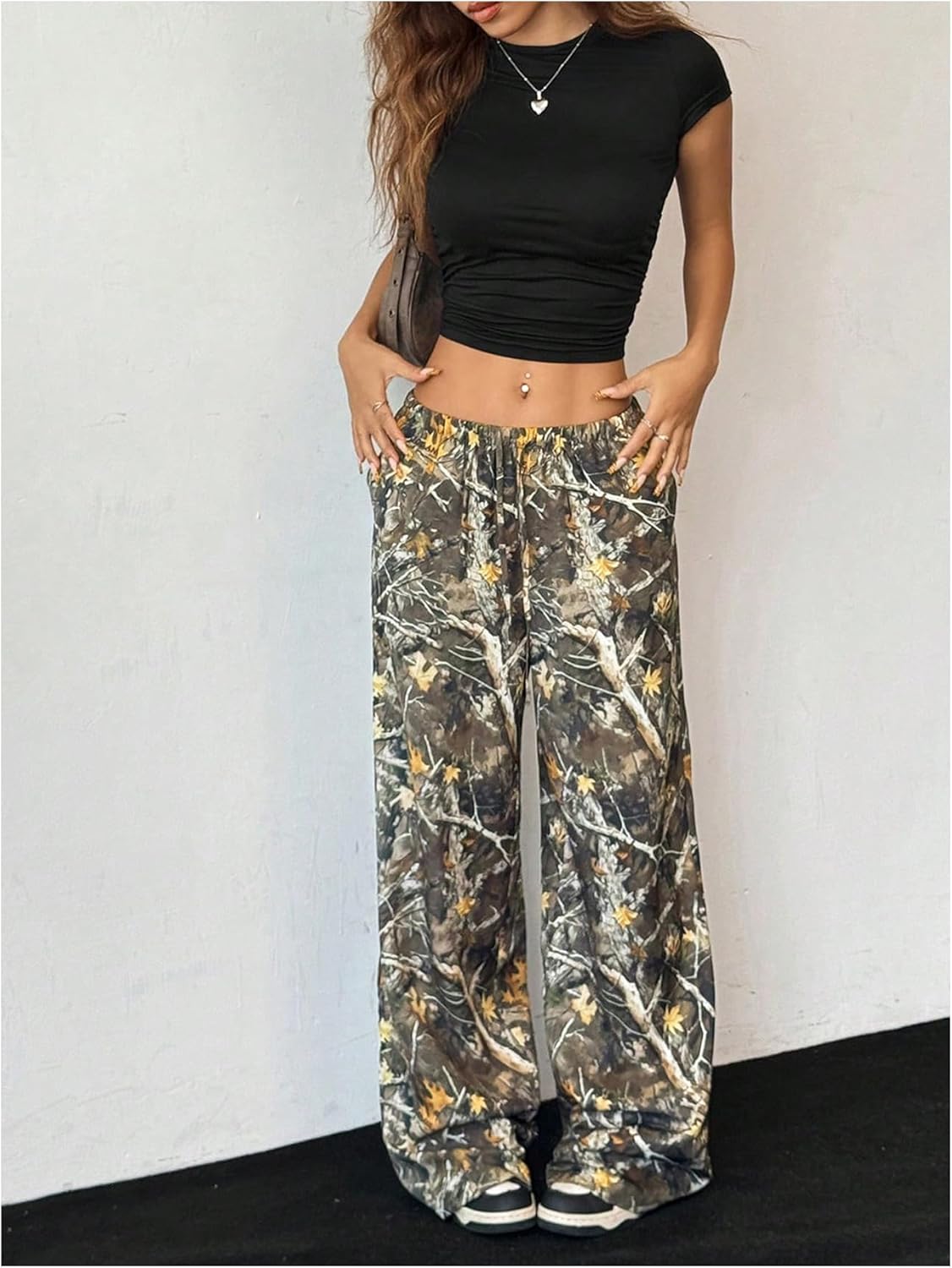 Floerns Girl's Camouflage Baggy Wide Leg Hunting Sweatpants Drawstring Camo Pant - Image 5