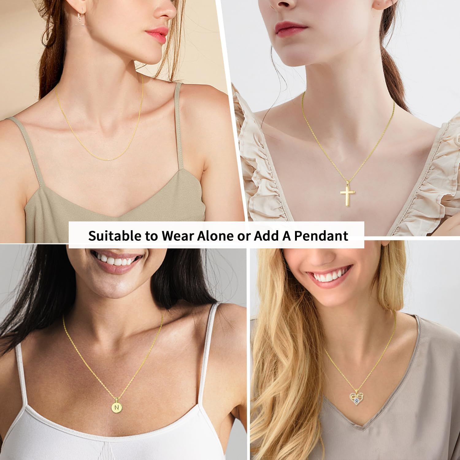 Jewlpire 18k Gold Plated 925 Sterling Silver Chain Necklace for Women, 1mm Cable Chain Necklace Sturdy & Shiny Women's Chain Necklaces 14 16 17 18 20 22 24 Inch - Image 5