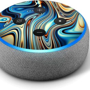 Blue Oragne Psychadelic Oil Slick – Vinyl Decal Skin Compatible with Amazon Echo Dot 3rd Generation Alexa – Decorations for Your Smart Home Speakers, Great Gift for mom, dad, Birthday, Kids