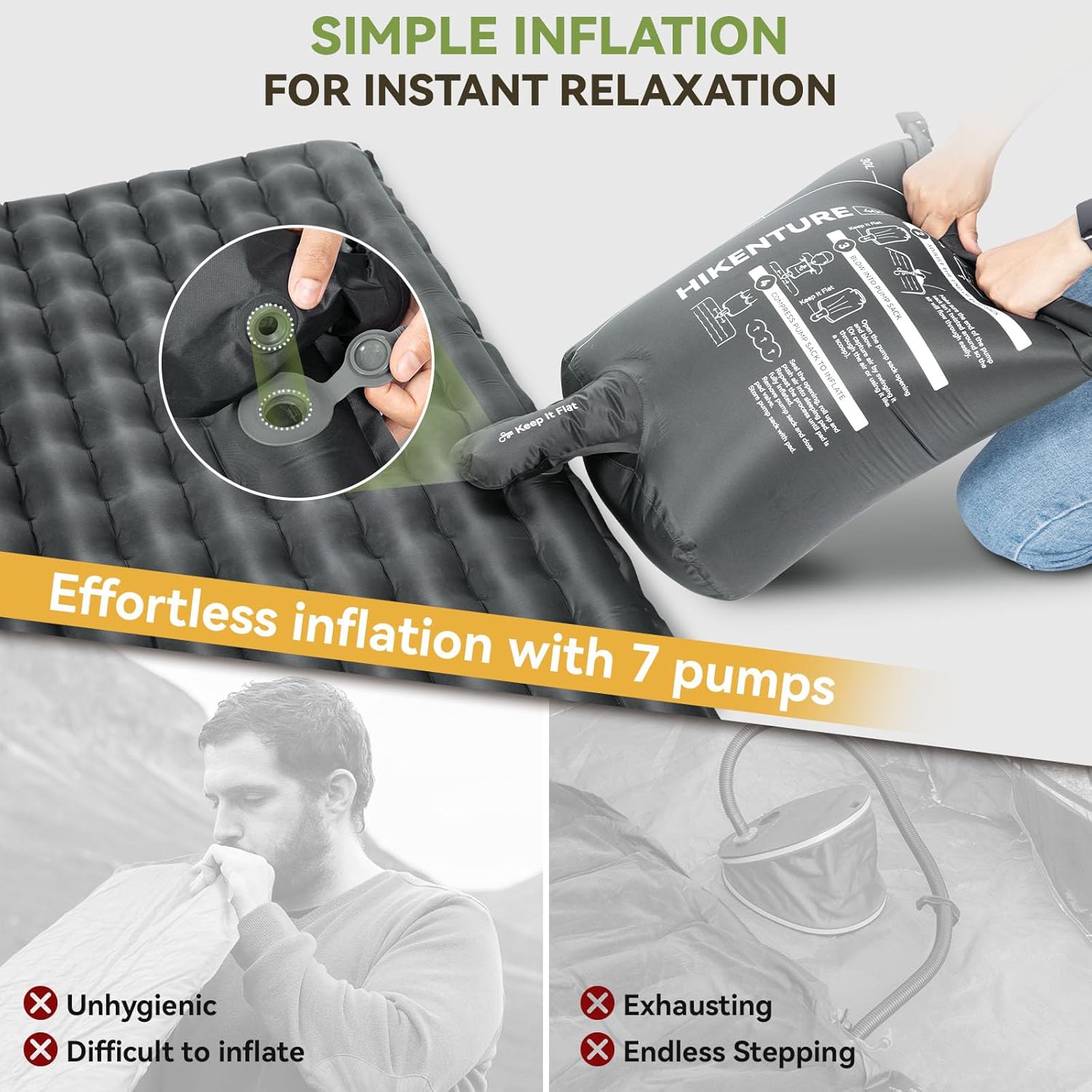 Hikenture Camping Sleeping Pad with 6.2 R-Value, Ultralight Camping Mattress for All Season, Compact & Insulated Sleeping Mat for Backpacking,Hiking,Outdoor - Image 4