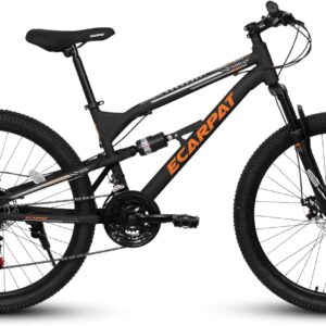 Mountain Bike for Adult Men Women, 26-Inch Wheels, Full Suspension, 21-Speed Drivetrain, Trigger Shifter, Aluminum Frame, Mechanical Disc Brake, Black/Green