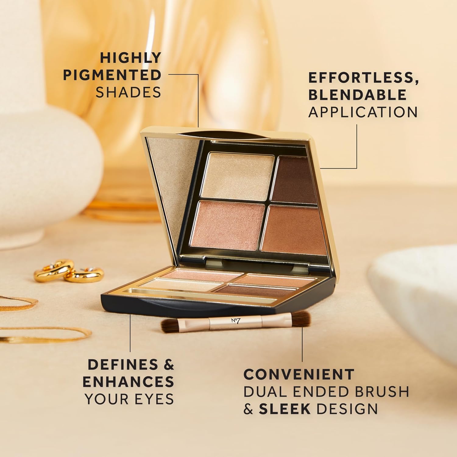 No7 Pro Artist Eyeshadow Palette - High-Pigment Eye Makeup with a Lasting Finish & Blendable Formula - Includes Matte & Shimmer Eyeshadow to Create Versatile Looks - Lights Camera Action (0.25 oz) - Image 5