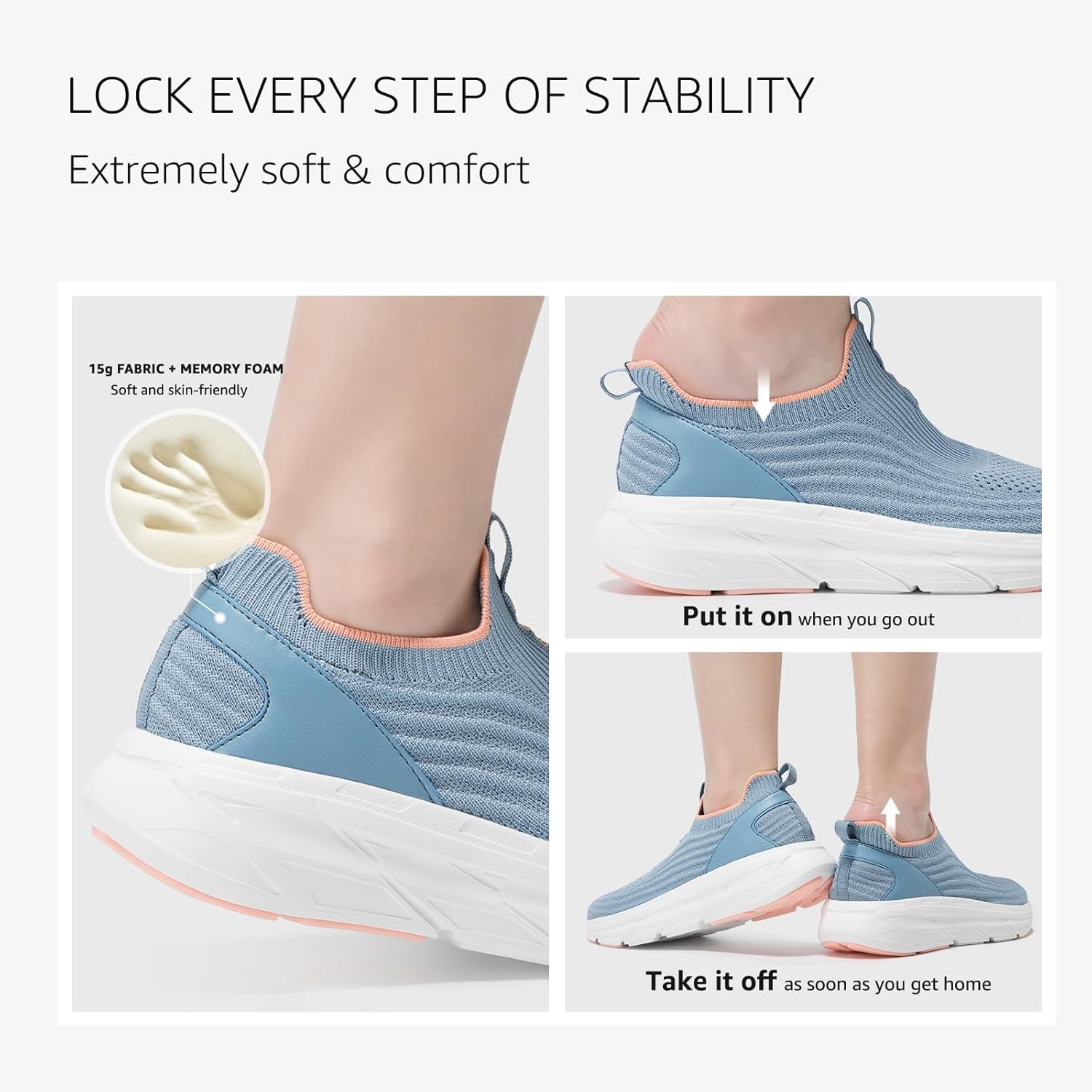 STQ Slip on Walking Shoes Womens Comfortable Tennis Breathable Athletic Gym Workout Slip on Sneakers for Plantar Fasciitis - Image 6