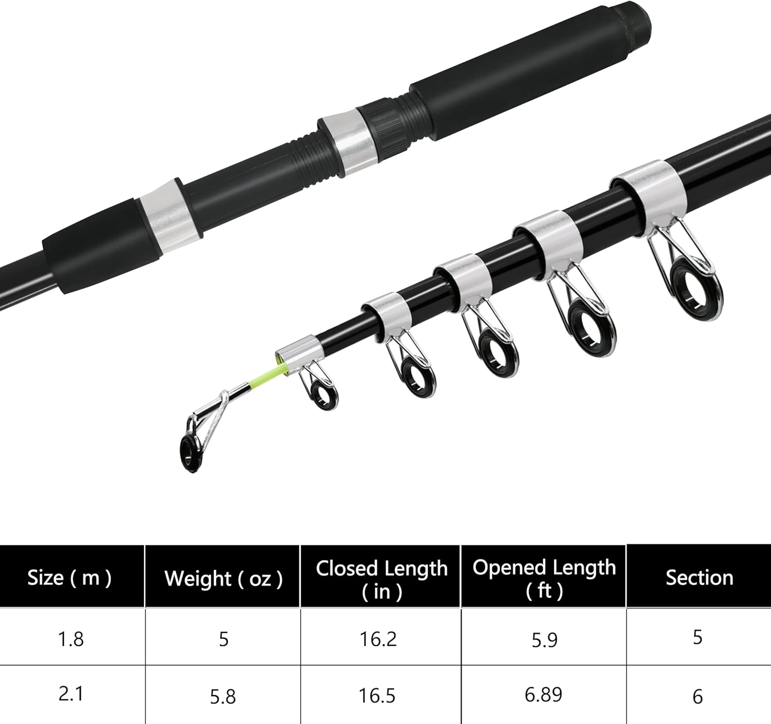 Fishing Pole Combo 2PCS Telescopic Fishing Rod and Aluminum Reel Combos with Carrier Bag Sea Saltwater Freshwater Fishing Rod Reel Kits - Image 5