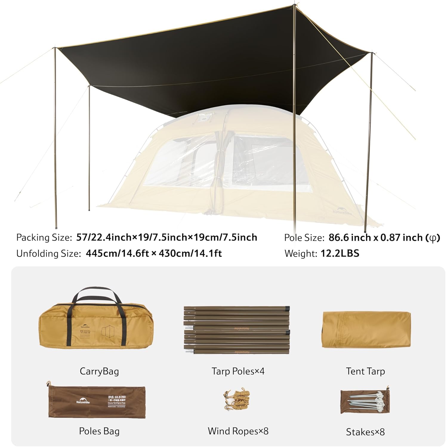 Naturehike Dune Hot Tent with Stove Jack,Double Layer 4 Season Tent,Waterproof 2-4 Person Tents for Camping - Image 5