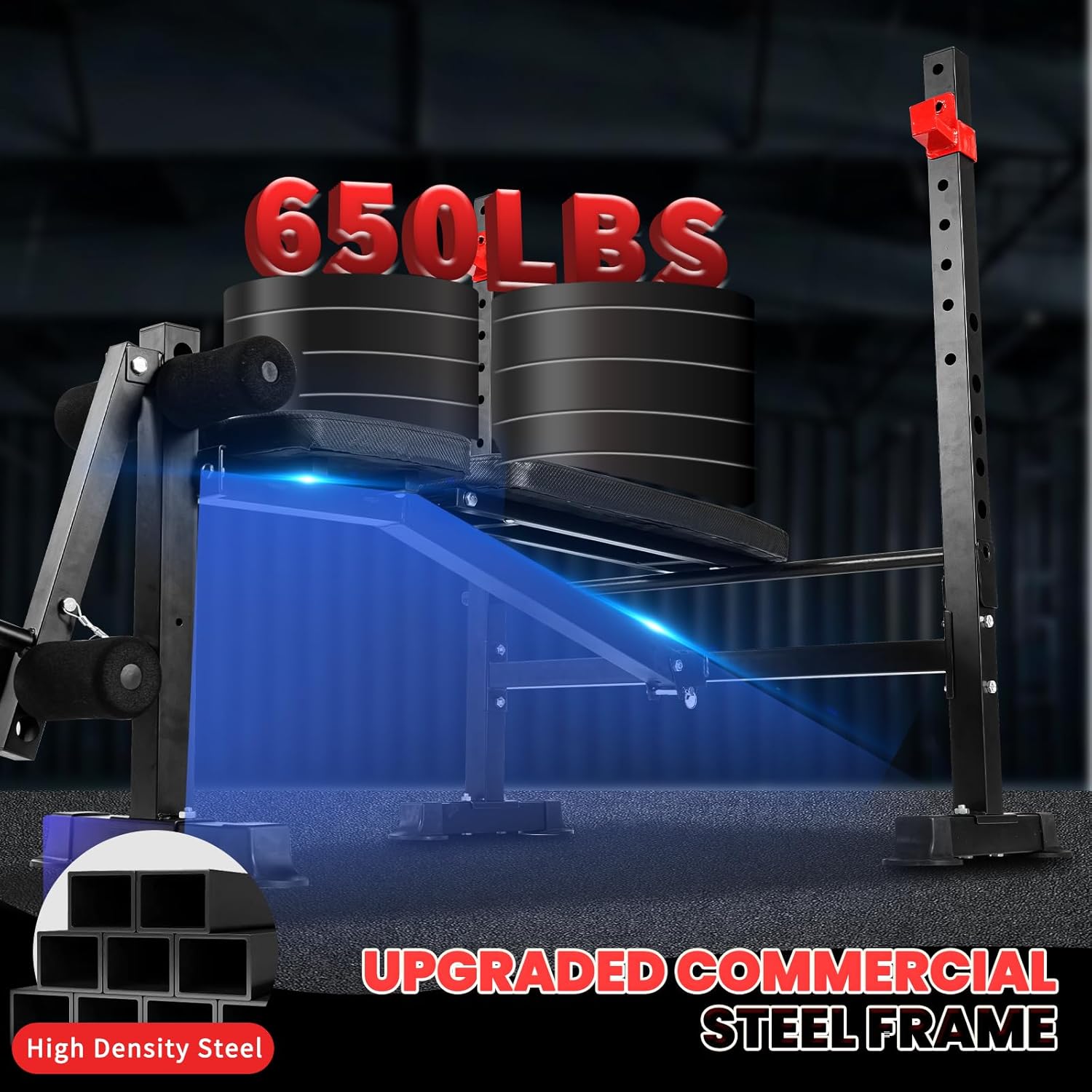 1500LBS 8 in 1 Weight Bench Set with Leg Extension/Curl and Preacher Curl, Bench Press Set and Barbell Rack with Safety Bar Catches, Foldable Workout Benches for Home(US Stock) - Image 2