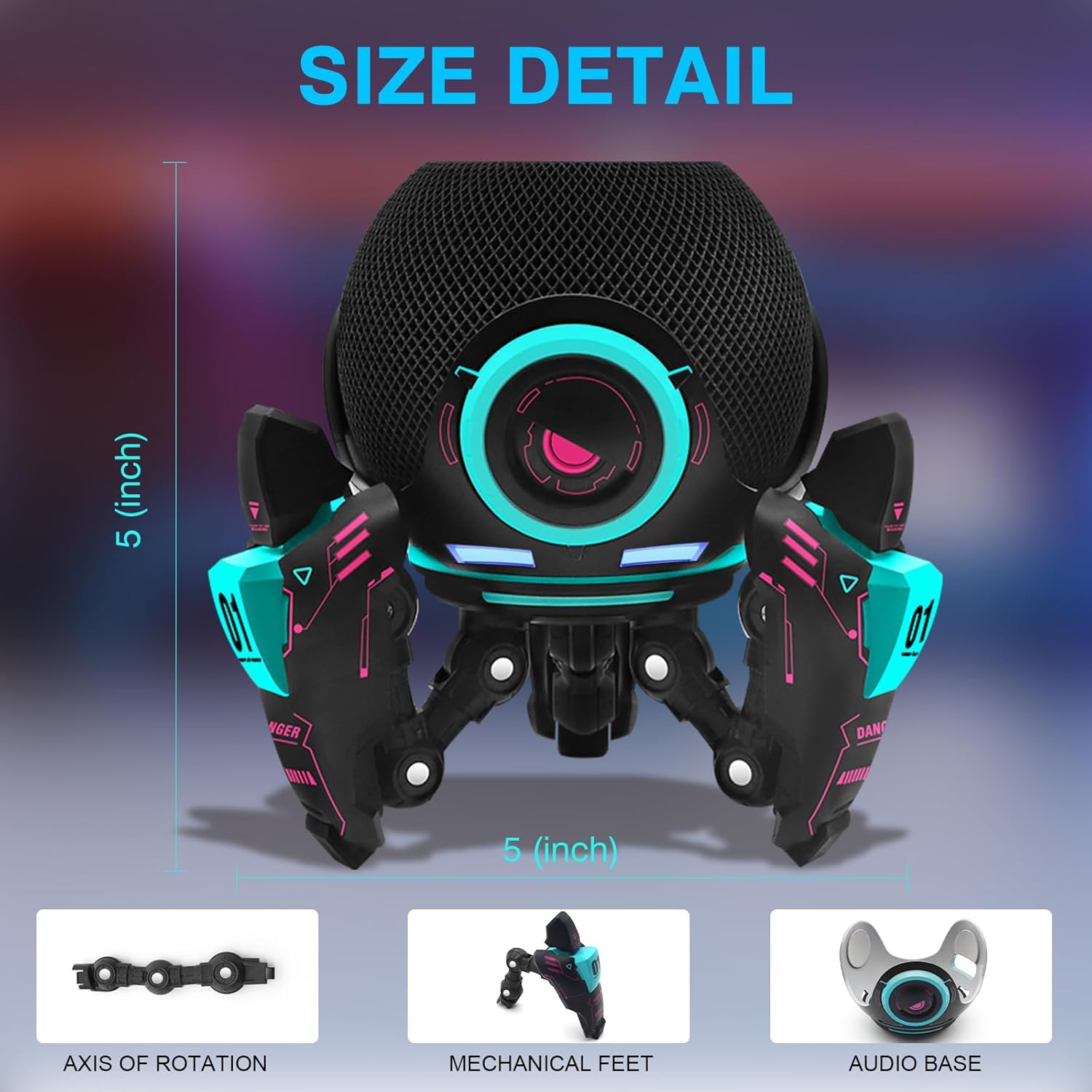 Echo Dot Stand,Table Stand Decorative Holder for Echo Dot (4th & 5th Generations) or Homepod Mini,Bracket can be Adjusted arbitrarily Posture (Black) - Image 3