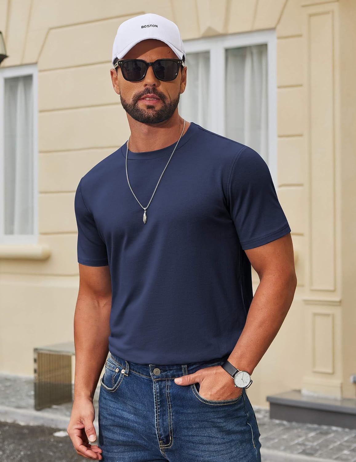 COOFANDY Men's T Shirt Short Sleeve Cotton Blend T-Shirts Crew Neck Casual Summer Basic Tee Shirts - Image 4