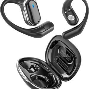 Open Ear Wireless Earbuds Bluetooth 5.4 Headphones, 50H Playtime Stereo Earphones with ENC Noise Cancelling, IPX7 Waterproof Ear Buds with Ergonomic Earhook for Sports/Fitness/Travel/Workouts (Black)