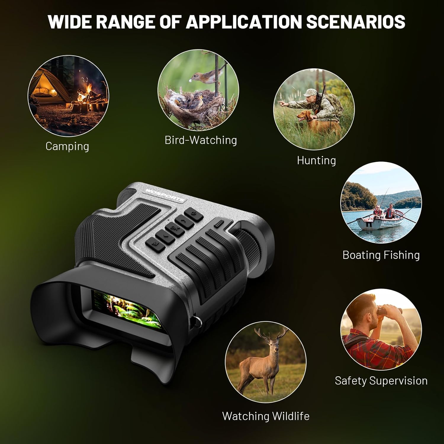 WOSPORTS 4K Night Vision Goggles – up to 80X Total Magnification, 10X Optical + 8X Digital Zoom, 1315FT Vision Range, 5000mAh Rechargeable Battery, IPX Waterproof NVG, Gifts for Men - Image 8