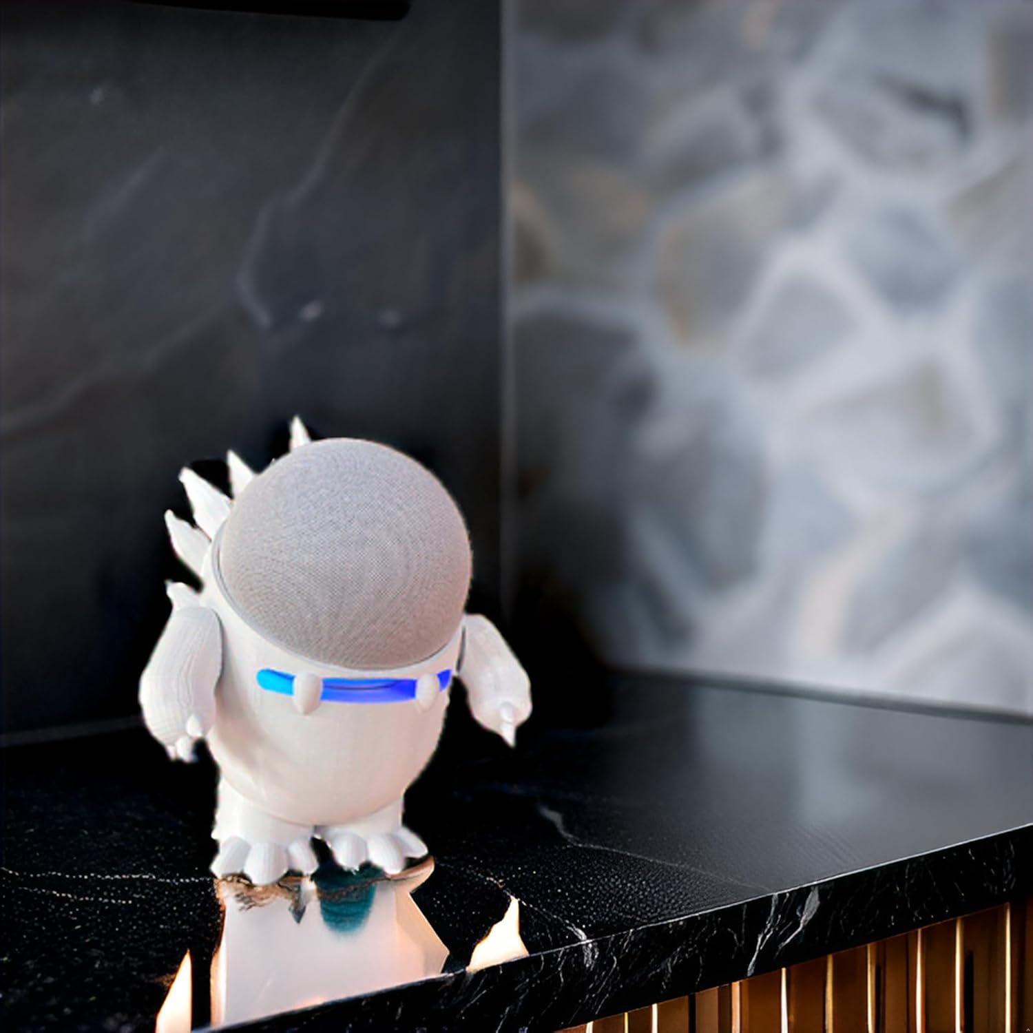 Splin Table Stand Holder Compatible with Amazon Alexa Smart Speaker Echo Dot (4th and 5th gen.) and Apple HomePod Mini, Echosaurus Style (Black) - Image 9