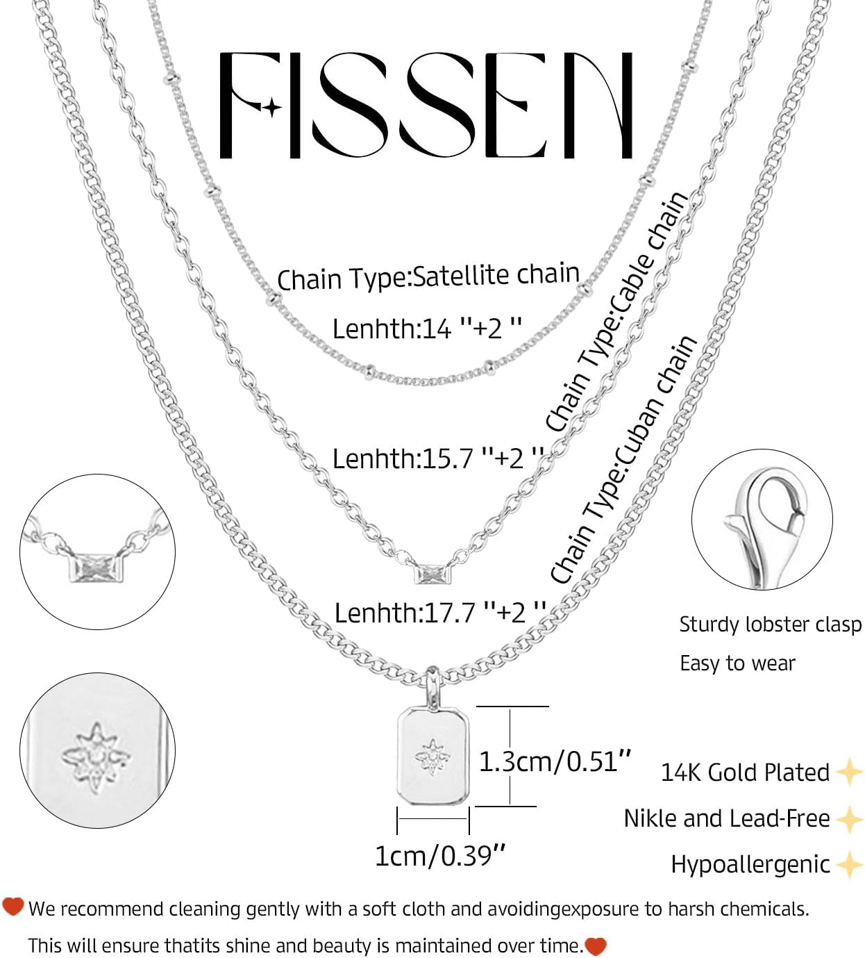 Layered Gold Necklace for Women Trendy,14K Gold Plated Dainty Stackable Cuban Link Herringbone Paperclip Chain Diamond/Coin/Cross/Tag/Mobius Pendant Necklace Set Fashion Jewelry Christmas Gifts - Image 6