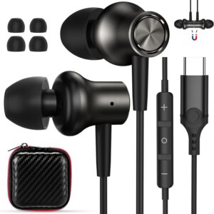 USB C Earbuds for iPhone 17 Pro Max Air 16 16e 15 Type C Earphone for iPad A16 10 Magnetic Wired Headphone for Samsung S25 FE S24 Ultra S23 A17 for Google Pixel 9a 9 8a in Ear Noise Canceling Headset