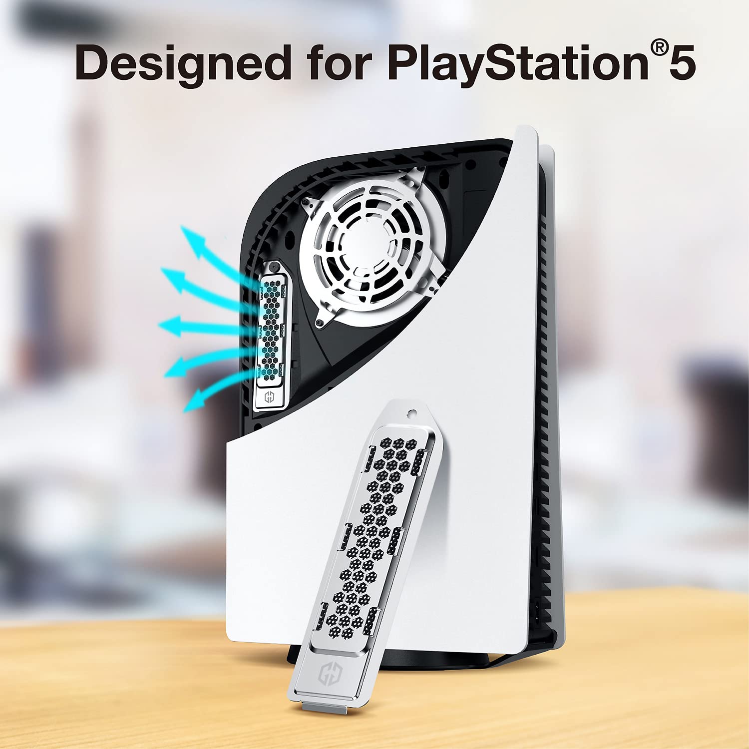 GRAUGEAR Metal Heat Dissipation Cover for PS5 M.2 SSD Expansion Slot | Fit for PlayStation 5 NVMe SSD w/Heatsink | New Breathable Cellular Hole | Cooling and Dust Proof (Silver) - Image 2