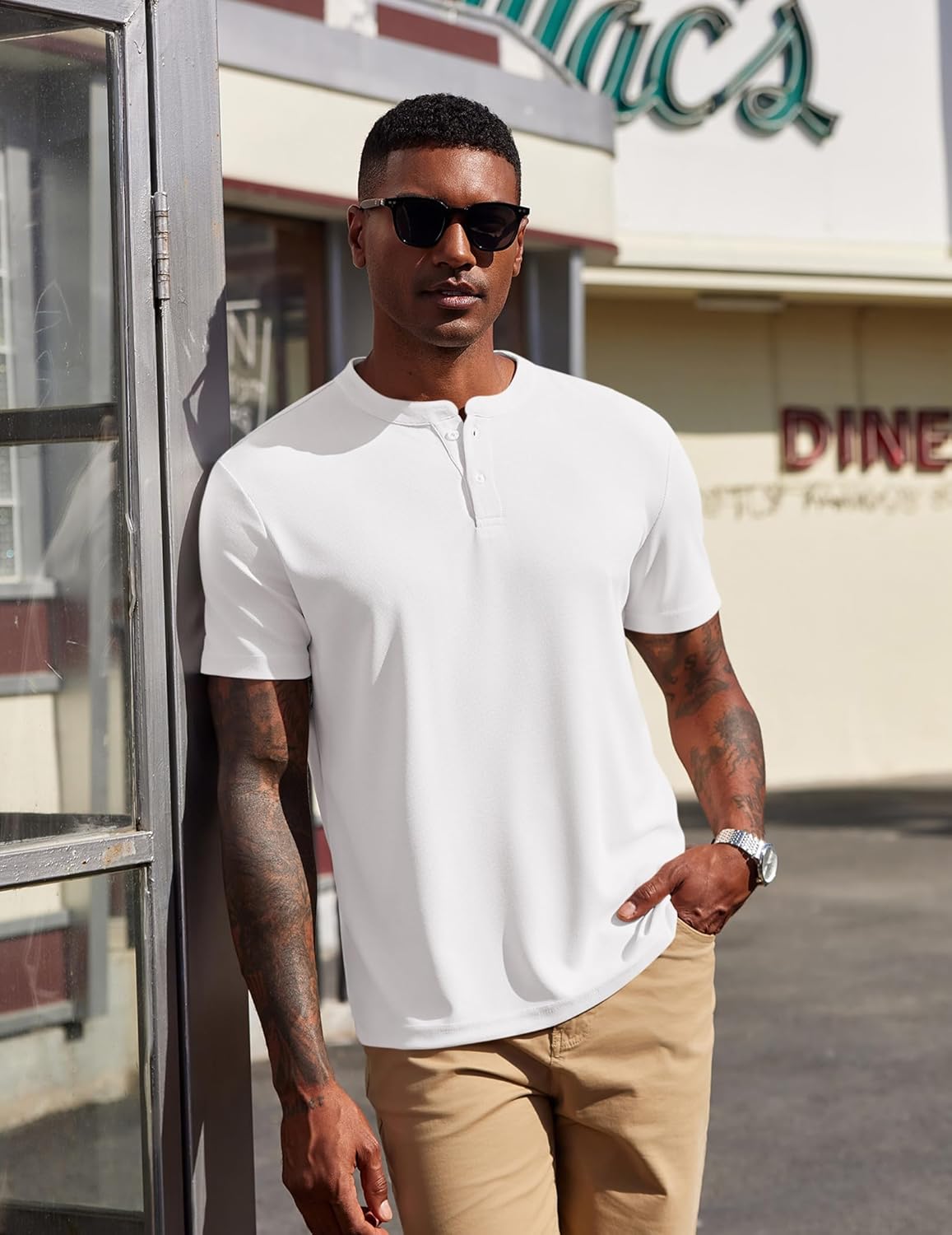 COOFANDY Men's Henley Shirts Short Sleeve Texture Casual Button Henley Summer Classic Basic Tee Shirts - Image 7