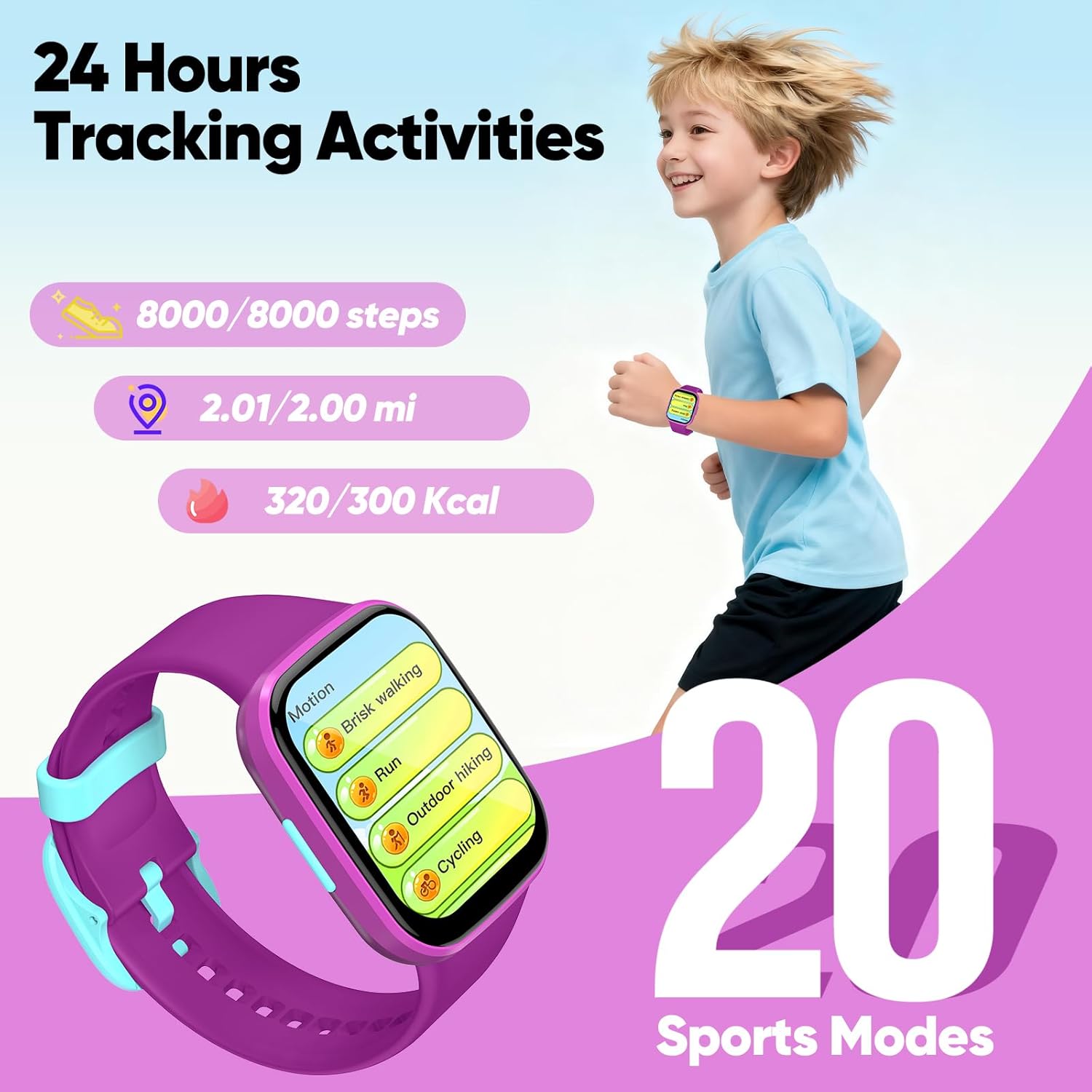 Smart Watch for Kids No APP/Phone Needed, HD Touch Screen Fitness Tracker with Heart Rate, Sleep Monitor, IP68 Waterproof Smartwatches with Pedometer, Alarm Clock, Gifts for Kids Ages 4-12 - Image 4