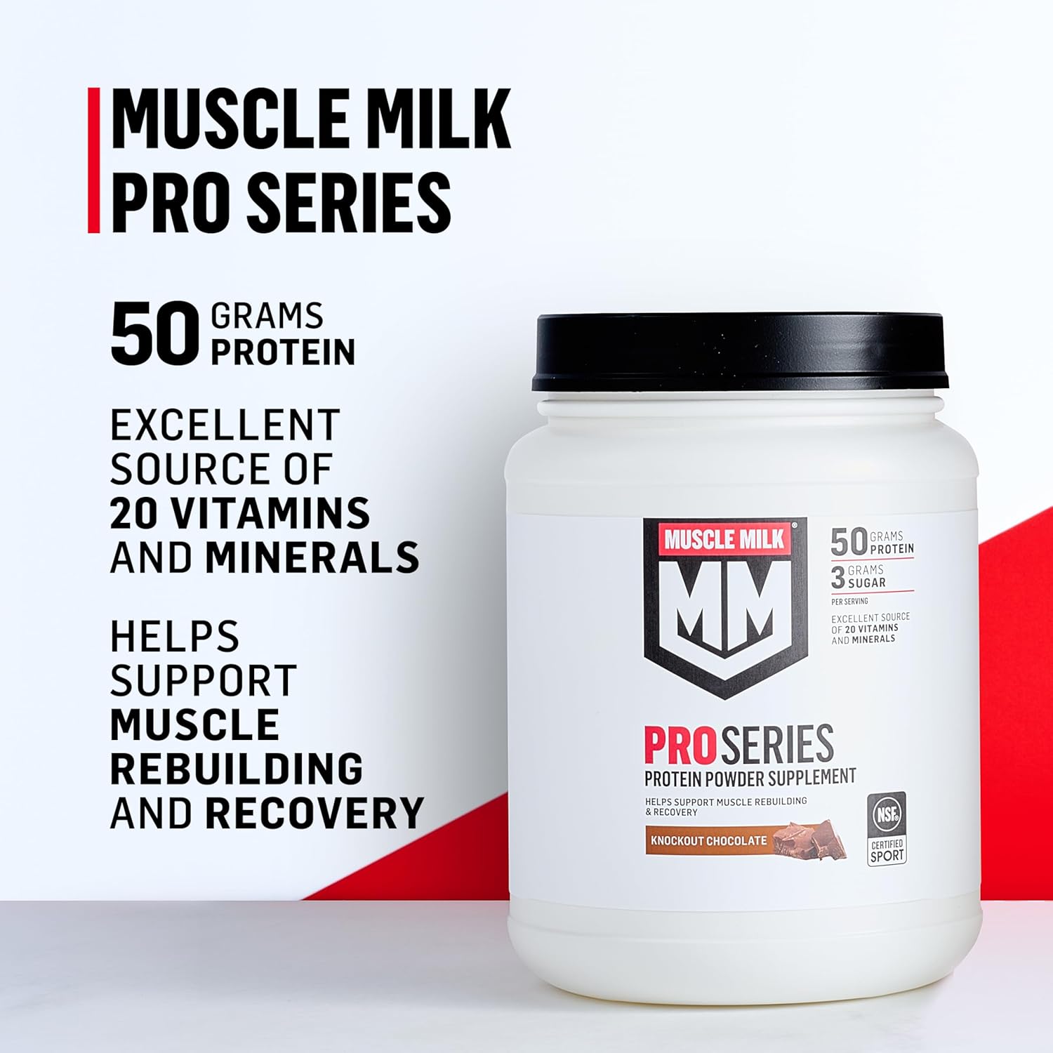 Muscle Milk Pro Series Protein Powder Supplement, Slammin' Strawberry, 2 Pound, 11 Servings, 50g Protein, 3g Sugar, 20 Vitamins & Minerals, NSF Certified for Sport, Packaging May Vary - Image 5