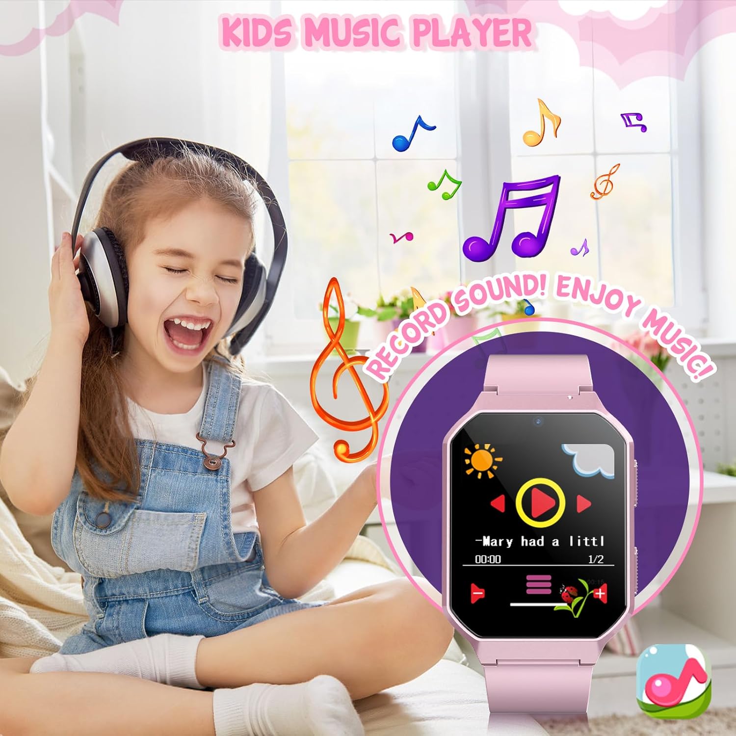 Smart Watch for Kids 3-12 Years Boys Girls, 26 Puzzle Games, Smartwatch with Camera, Pedometer, Stopwatch, Video Voice Music Player Calendar Alarm Clock Learn Card for Children Gifts (Pink) - Image 4