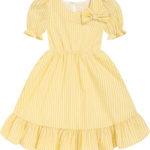 GRNSHTS Toddler Girl Summer Dress Kids Striped Puffed-Sleeve Casual Dresses 1-6Y