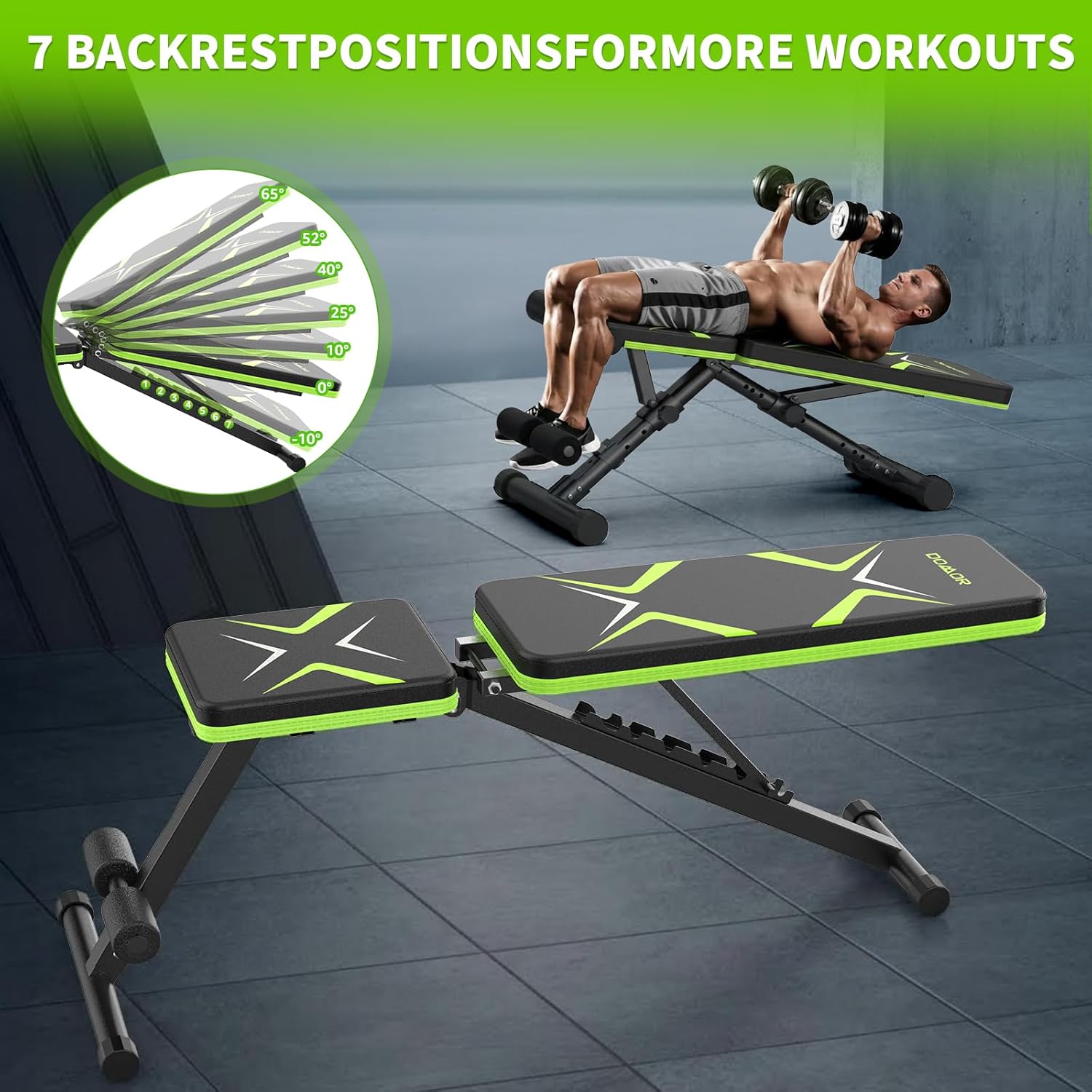 Adjustable Weight Bench, 7 Backrests Basic Workout Bench for Home Gym, Fast Folding, Stable Weight Bench for Men Women, Chest Shoulders Arms Muscles, Incline Bench Press for Full Body - Image 2