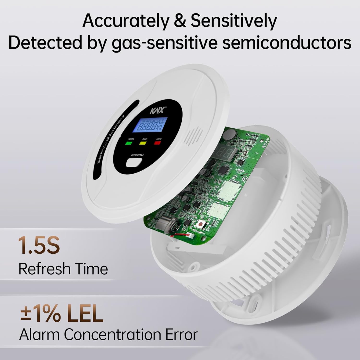 4-In-1 Carbon Monoxide Detectors, Natural Gas Detector and Propane Detector Battery Powered, with Temper Sensor,Digital Display, CO Monitor, Methane,Propane, CO Detector, Gas Leak Detector for Home,RV - Image 6