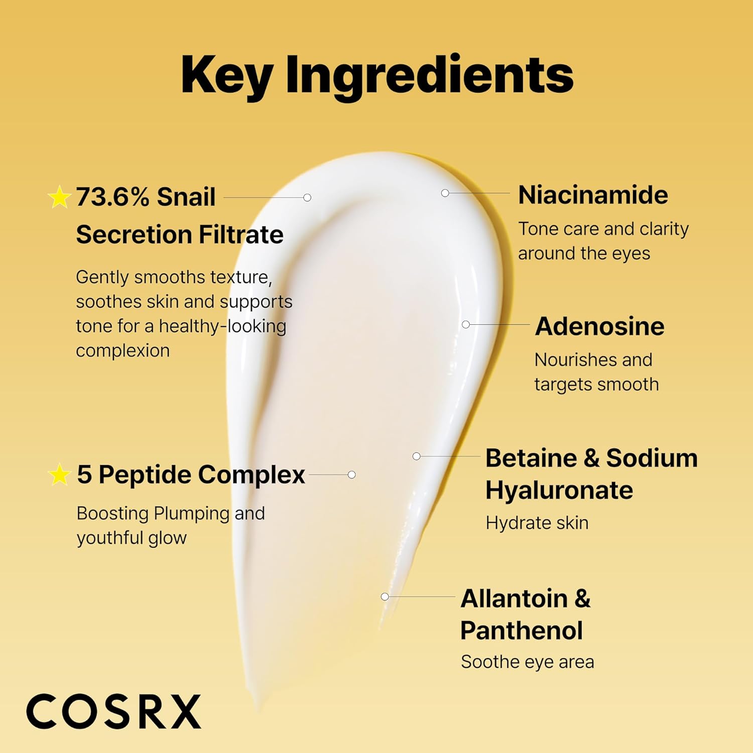 COSRX Snail Mucin Peptide Under Eye Cream, 0.84 fl oz, 73.7% Snail Mucin and Niacinamide, Eye Care, Eye Cream Anti Aging, Dark Circles, Korean Skin Care - Image 3
