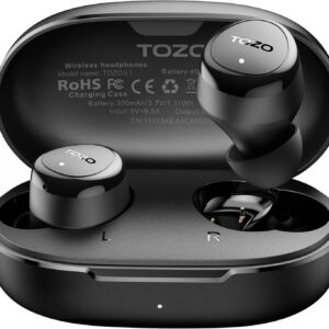 TOZO Wireless Earbuds Build in Mic Clear Calls Ergonomic Light Weight Bluetooth 5.3 in Ear Headphones Waterproof Premium Stereo Sound Ear Buds 30H Playtime with 32 EQs via APP