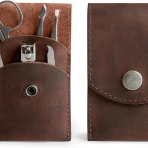Leather Double Nail Clipper Case, Travel Scissors Cover for Men & Women, Grooming Kit Cases, Personal Manicure Set Organizer, Mens Care, Clippers, Fingernail Trimming, Toenail Pedicure, Nails Cutting