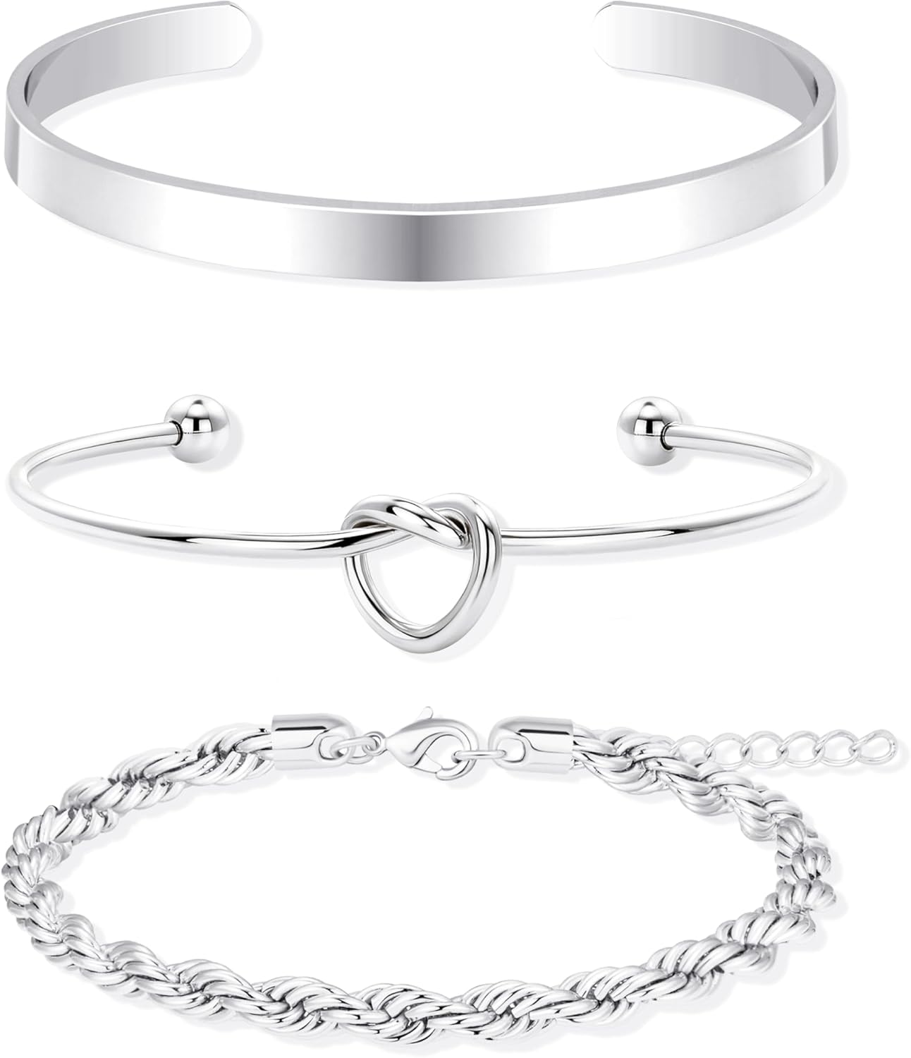 925 Sterling Silver Bracelets for Women Stack, 14K Gold Plated Bangle Cuff Jewelry Set Trendy, Adjustable Tennis Knot Twisted Bracelet for Wrist Essentials Women Fashion Gifts - Image 9