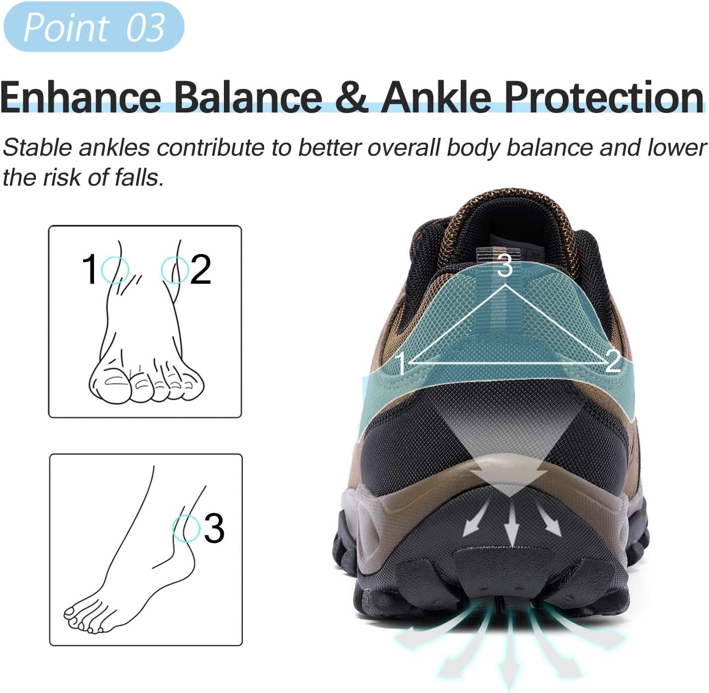 Men's Hiking Shoes Walking Sneakers Outdoor Workout Footwear Non Slip Comfortable Lightweight Breathable Trekking Backpacking Trail Running - Image 4