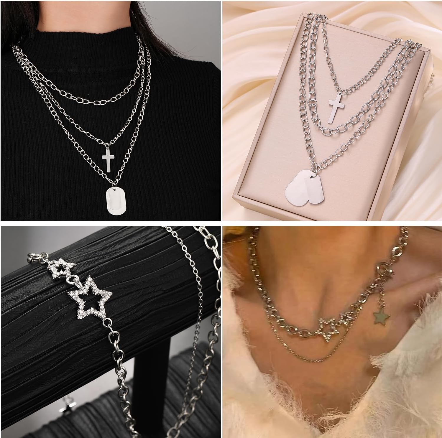 73 Pcs Gold Jewelry Set with 6Pcs Layered Necklace, 11 Pcs anklet and 7Pcs Earring Ear Cuff,12Hoop Earrings ,15pcs Rings,21pcs stud earrings Jewerly set for Women Pack for Friendship Party Gift - Image 5