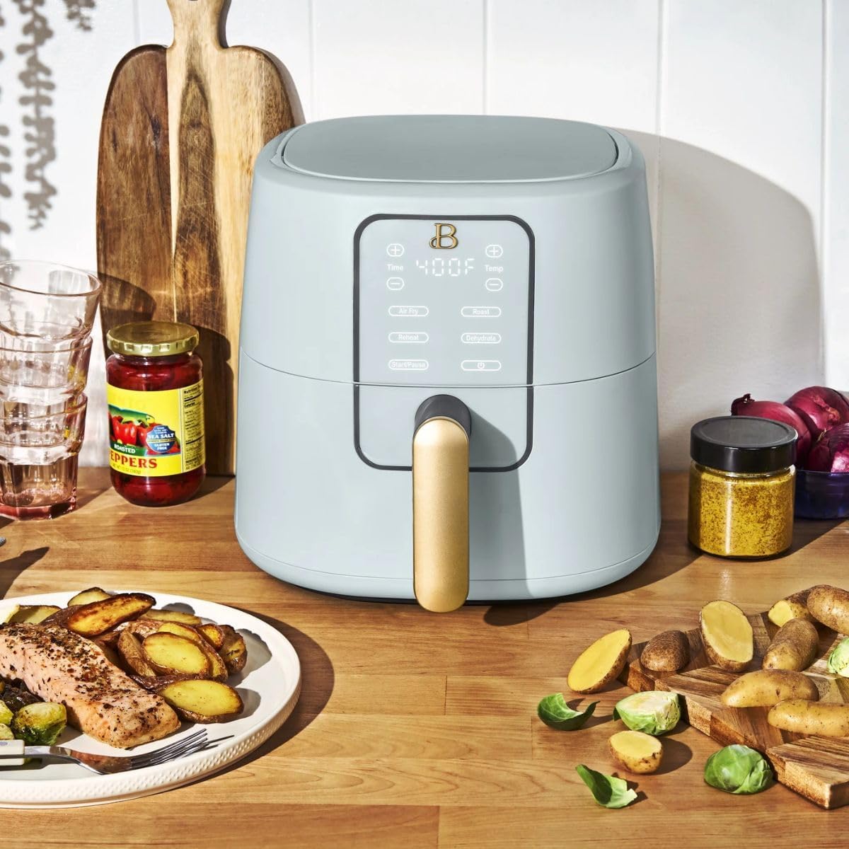 Beautiful 6 Quart Digital Air Fryer with TurboCrisp Technology – Matte Finish, Touchscreen, Nonstick Basket (Hydrangea) - Image 4