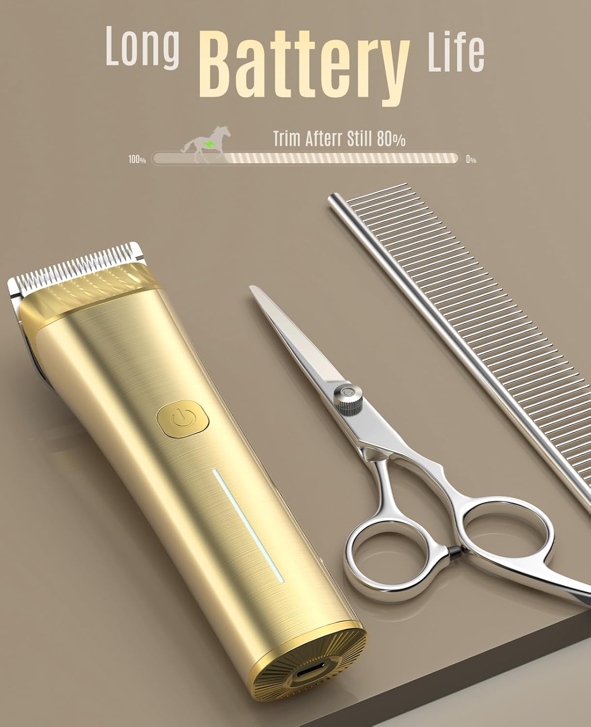 oneisall Cordless Horse Clippers,Low Noise 2 Speed Grooming Clippers,Horse Trimmer Shaver Kit for Matted Long Hair,Detachable Stainless Steel Blade Grooming Kit for Thick Coat - Image 7