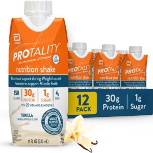 Vanilla Nutrition Shake | 30g Protein, 1g Sugar | Nutrition Support for Muscle Health During Weight Loss | 12 Pack