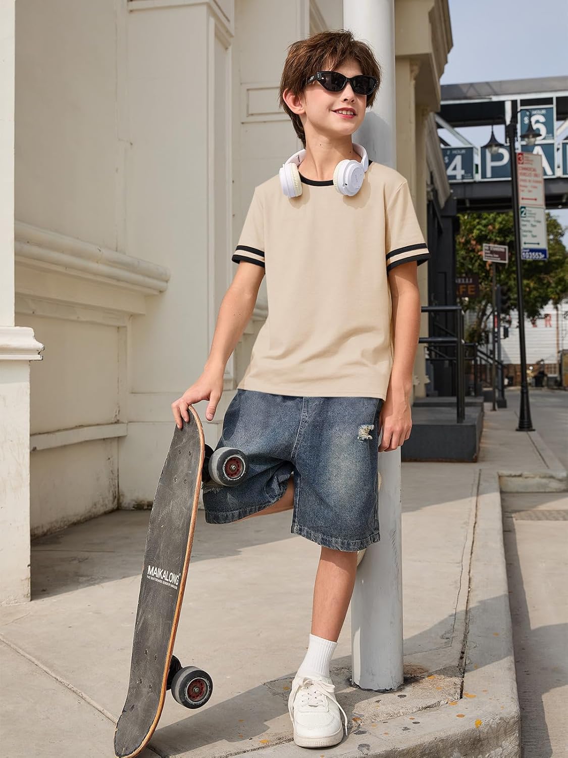 Haloumoning Boys Short Sleeve T Shirts Kids Summer Crewneck Color Block Tops Fashion Tees 5-14 Years - Image 3