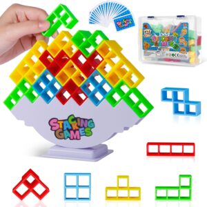 CERBONNY 48Pcs Tetra Tower Stacking Blocks Game, Board Games for Families, Parties, Travel and Team Building, Suitable for 1-4 Players Kids & Adults Toys