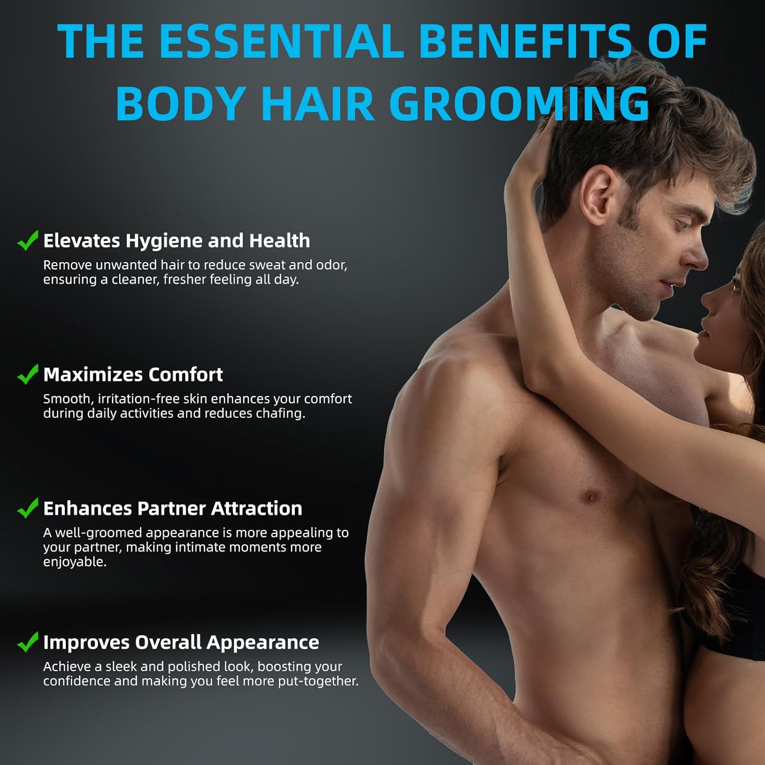 INVJOY Manscape Body Trimmer for Men, Waterproof Electric Razor/Shavers with Dual-Head for Facial, Pubic & Groin Hair Grooming, Ceramic & Foil Blades Hair Trimmer with LED - Birthday Gift for Him Dad - Image 4