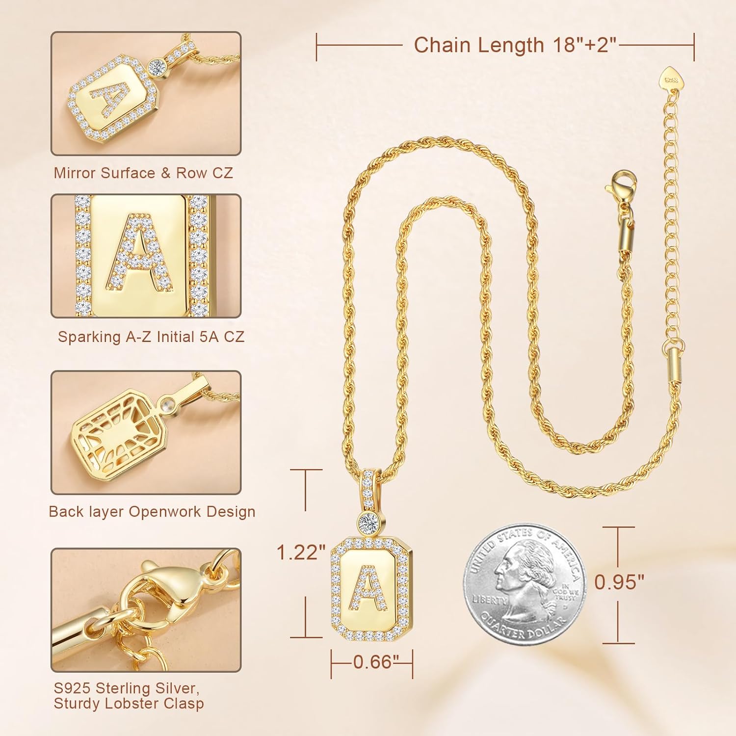 Gold Initial Necklaces for Women, Gifts for Her Birthday Gifts Women Anniversary for Wife Birthday Gift ideas, 24K Gold Filled Gold Letter Necklace for Women's Jewelry Gifts with Rope Chain - Image 5