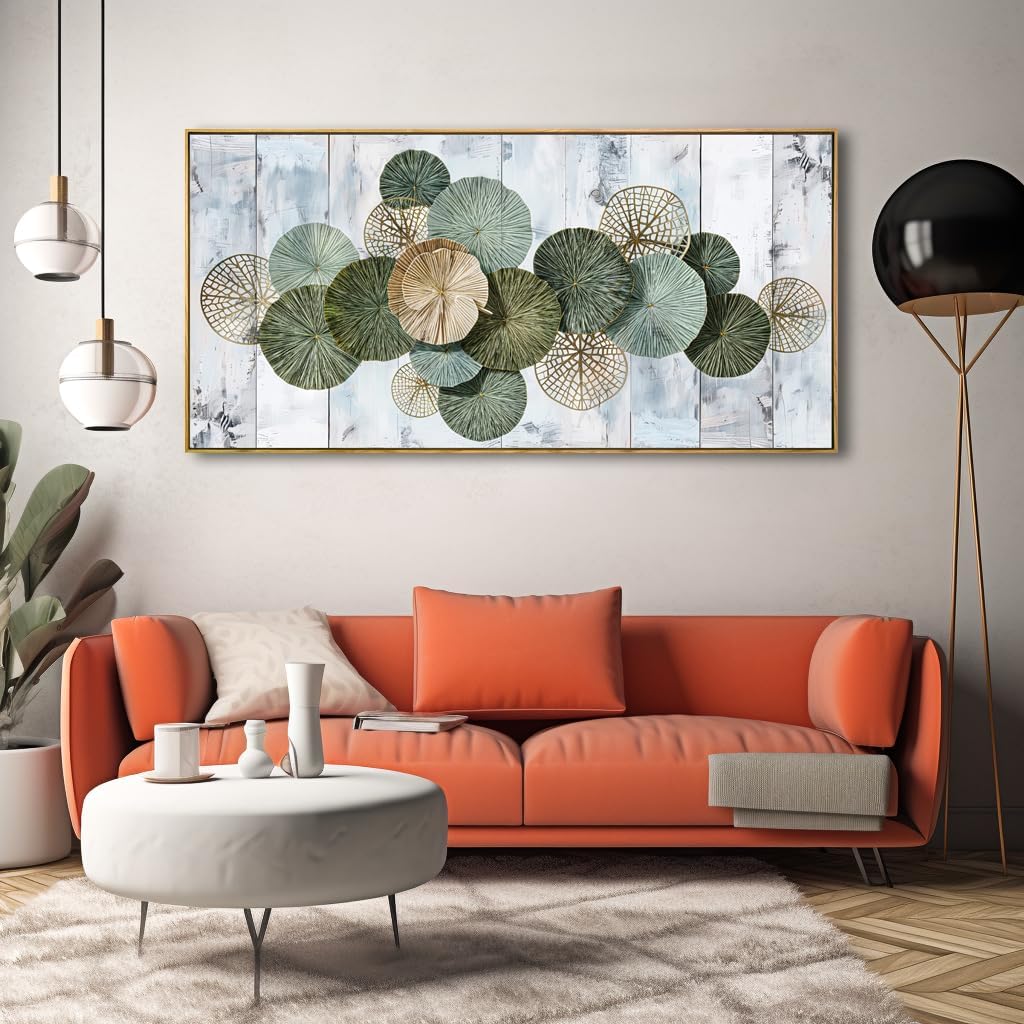 Wall Art Simple Wall Decor Green Canvas Painting Abstract Wall Art for Bedroom Living Room Dining Room Home Office Decor 30"x60" with Framed - Image 4